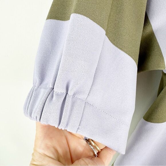 NWT Tibi - The Rugby Dress Purple Green‎ Striped 3/4 Sleeve Mini Dress XS - Picture 6 of 15